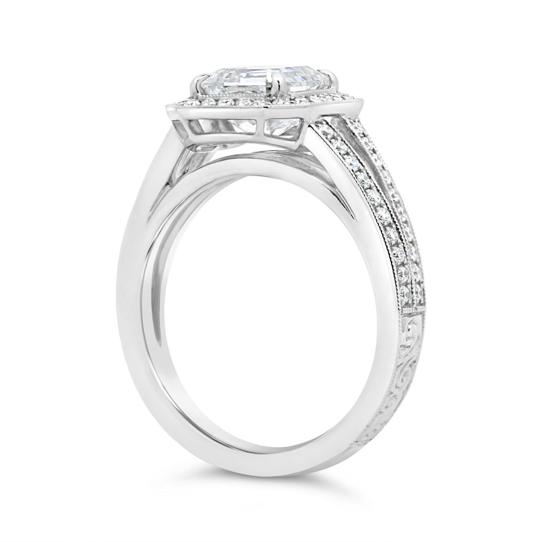 Halo Engagement Ring Set with Asscher Diamond