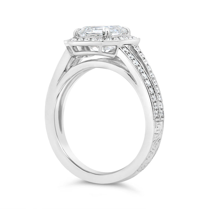 Halo Engagement Ring Set with Asscher Diamond