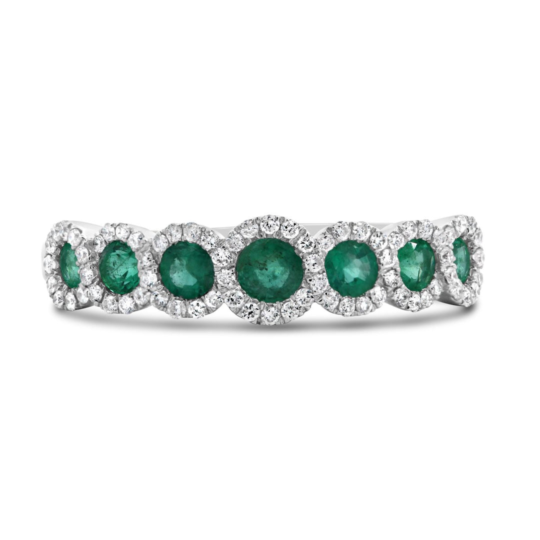 18K White Gold Diamond & Emerald Fashion Band - AR3860