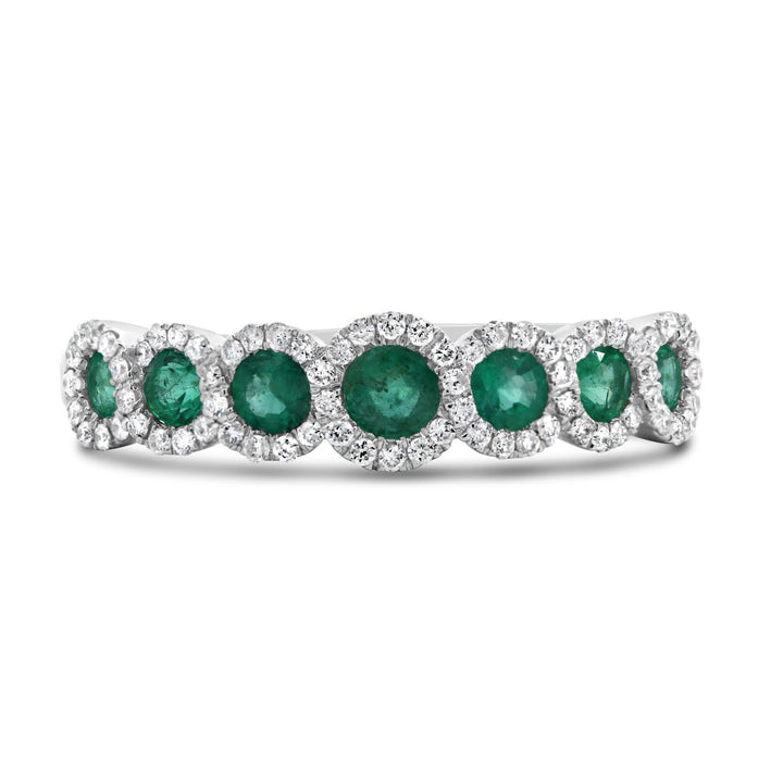 18K White Gold Diamond & Emerald Fashion Band - AR3860