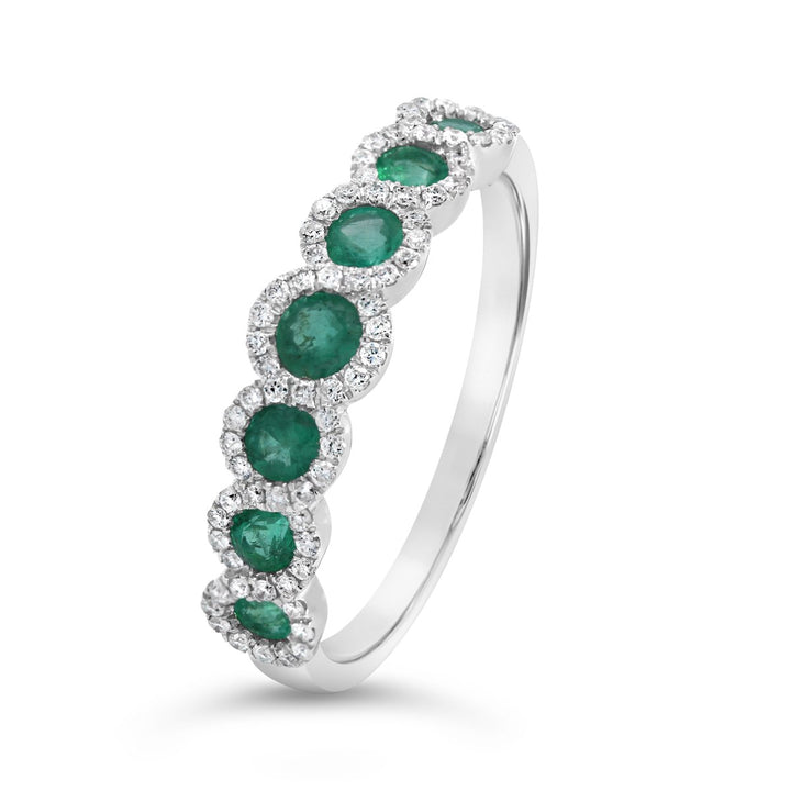 18K White Gold Diamond & Emerald Fashion Band - AR3860
