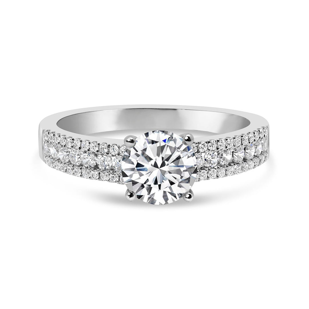 Triple Row Wide Band Diamond Engagement Ring - CR0936D