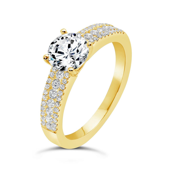 Triple Row Wide Band Diamond Engagement Ring - CR0936D