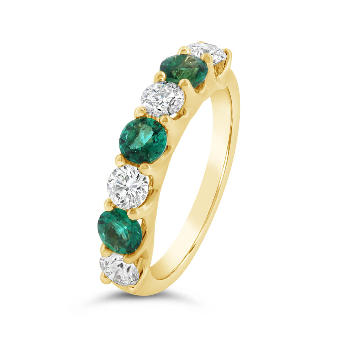 Half Way Set Alternating Emerald and Diamond Ring