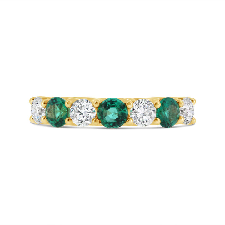 Half Way Set Alternating Emerald and Diamond Ring