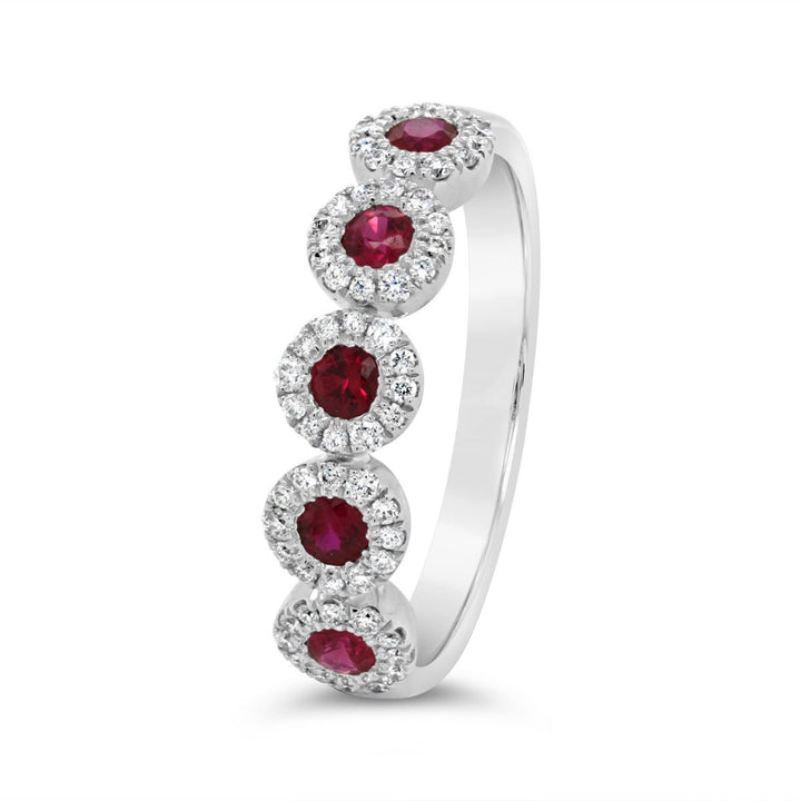 White Gold Diamond & Ruby Band - YR32388 - The Diamond Guys