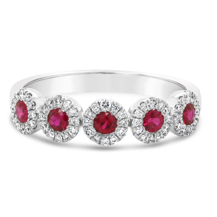 White Gold Diamond & Ruby Band - YR32388 - The Diamond Guys