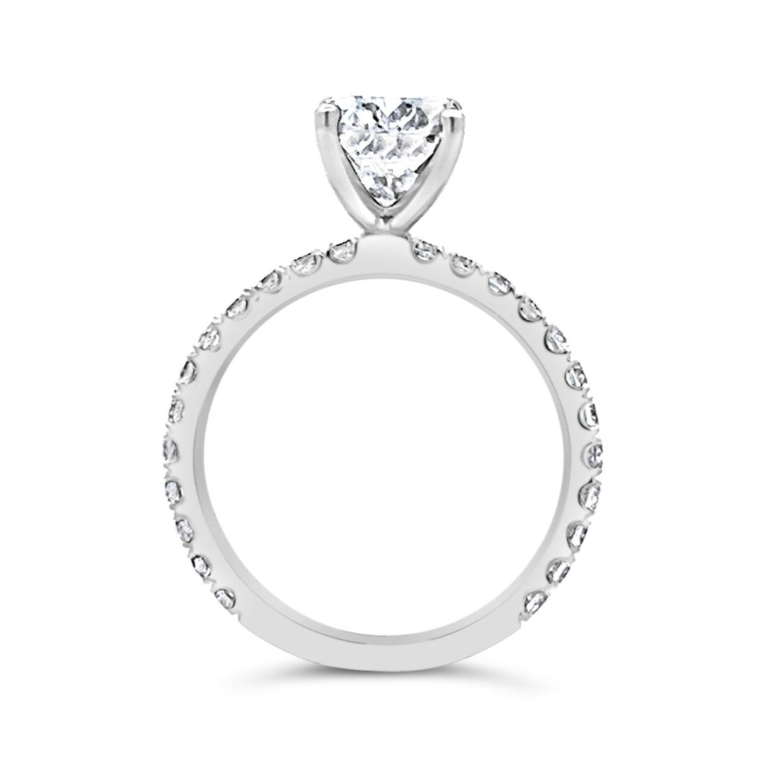 Three-Quarter Way Set Pave Diamond Engagement Ring