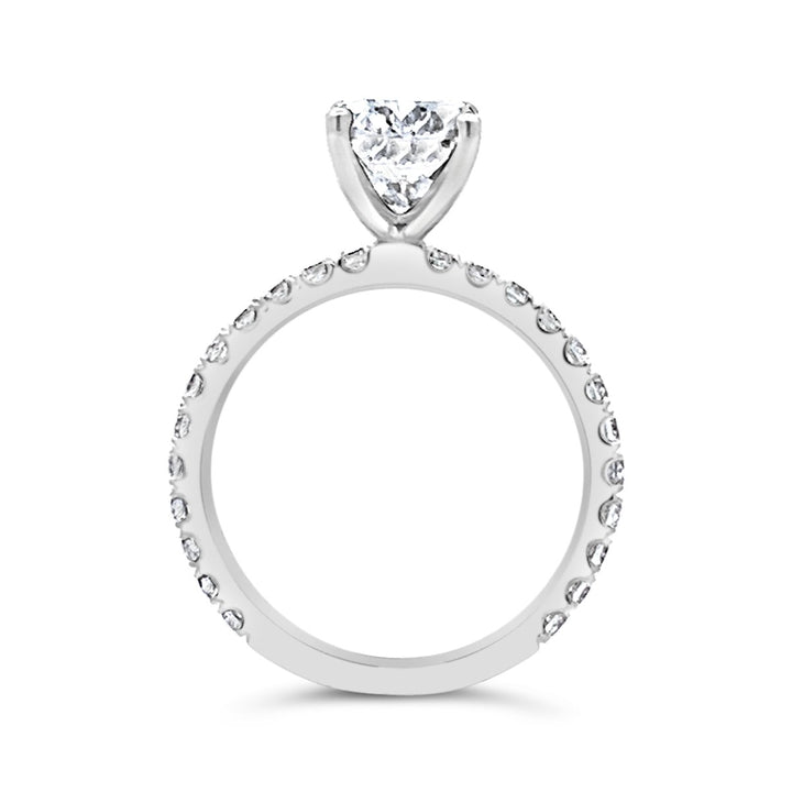Three-Quarter Way Set Pave Diamond Engagement Ring