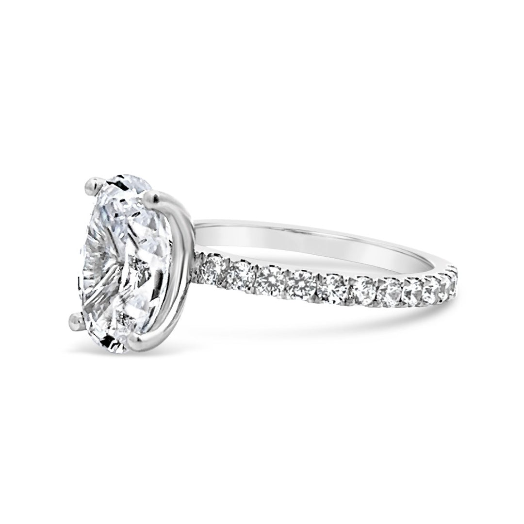 Three-Quarter Way Set Pave Diamond Engagement Ring