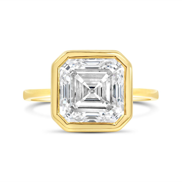 Bezel Set Engagement Ring with Asscher Cut Lab Grown Diamond - 250845RY - The Diamond Guys
