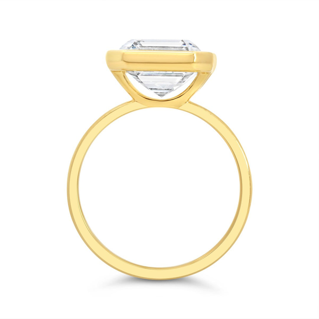 Bezel Set Engagement Ring with Asscher Cut Lab Grown Diamond - 250845RY - The Diamond Guys