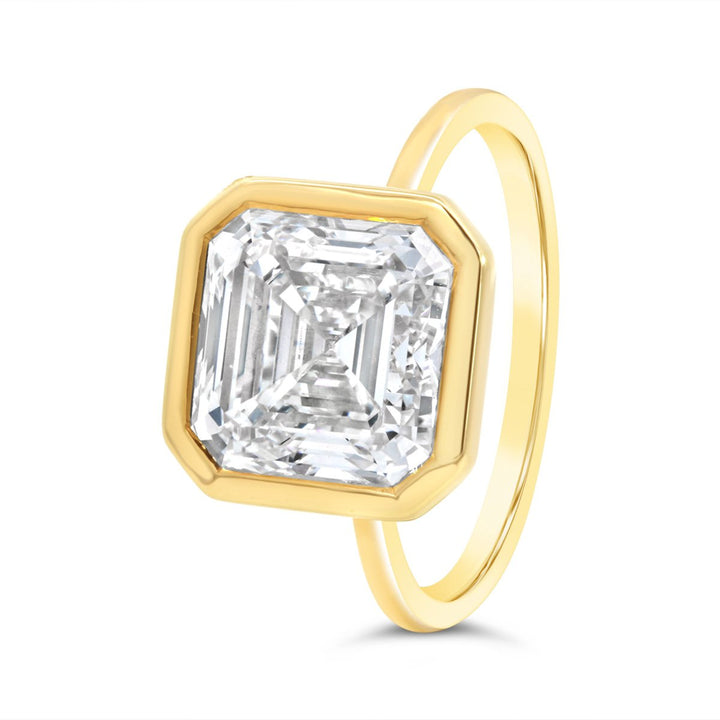 Bezel Set Engagement Ring with Asscher Cut Lab Grown Diamond - 250845RY - The Diamond Guys