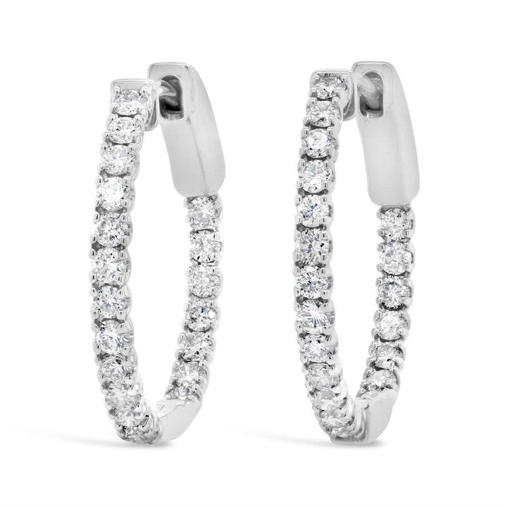 White Gold Diamond Inside Outside Hoop Earrings - EDD6486 - The Diamond Guys