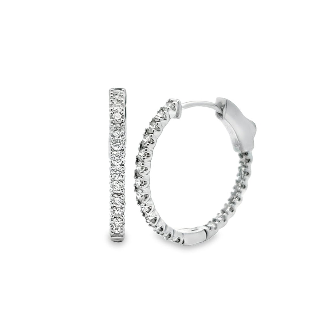 White Gold Diamond Inside Outside Hoop Earrings - EDD6486 - The Diamond Guys