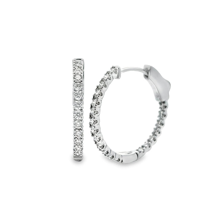 White Gold Diamond Inside Outside Hoop Earrings - EDD6486 - The Diamond Guys