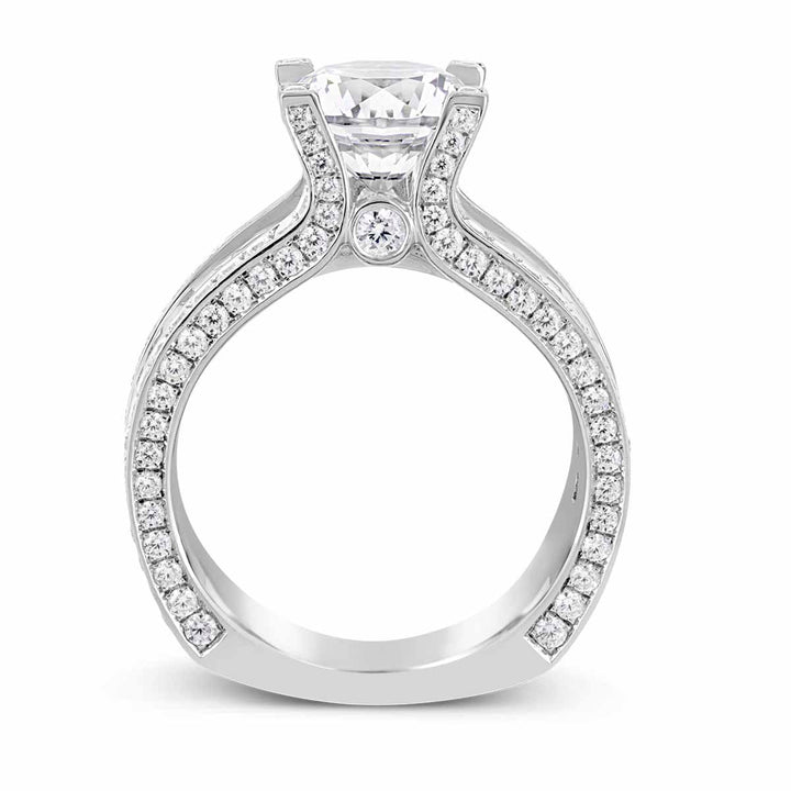 Wide Band Diamond Engagement Ring