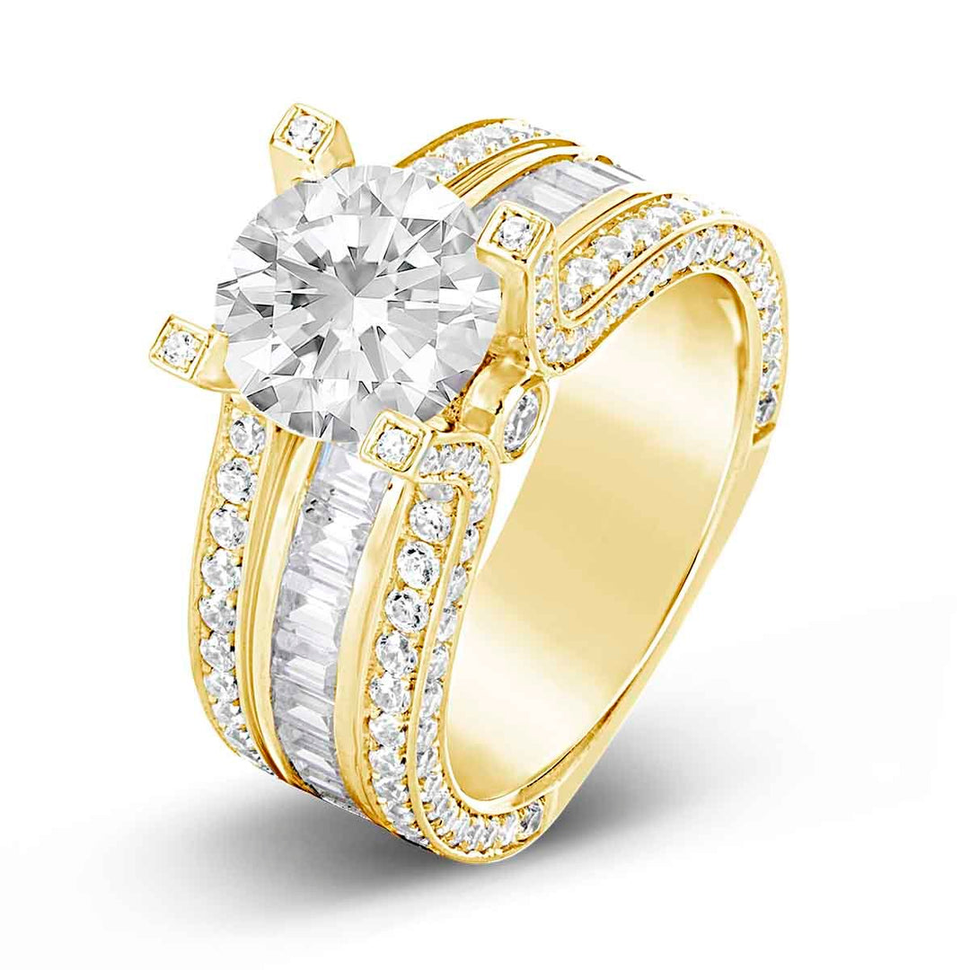 Wide Band Diamond Engagement Ring