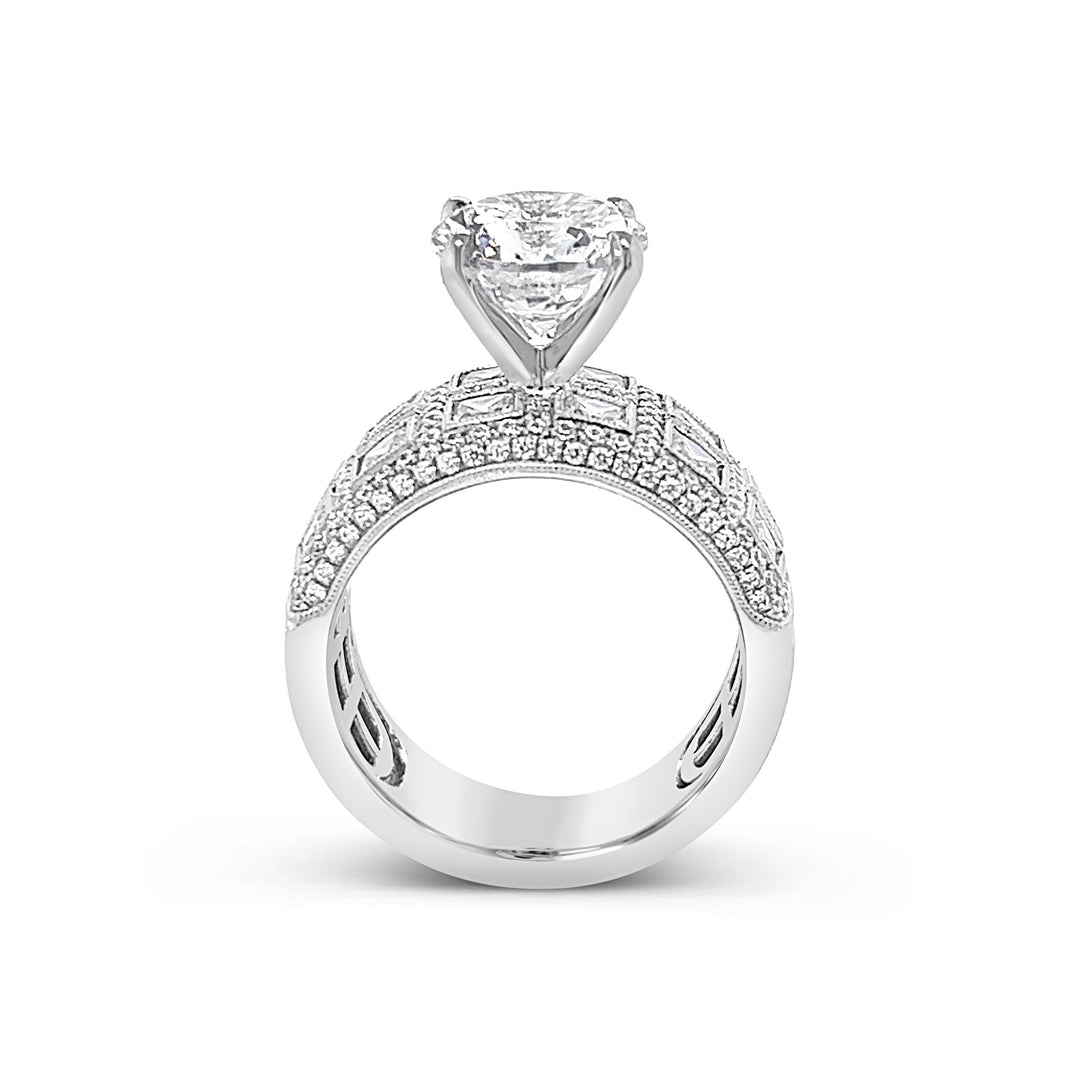 Wide Band Diamond Engagement Ring