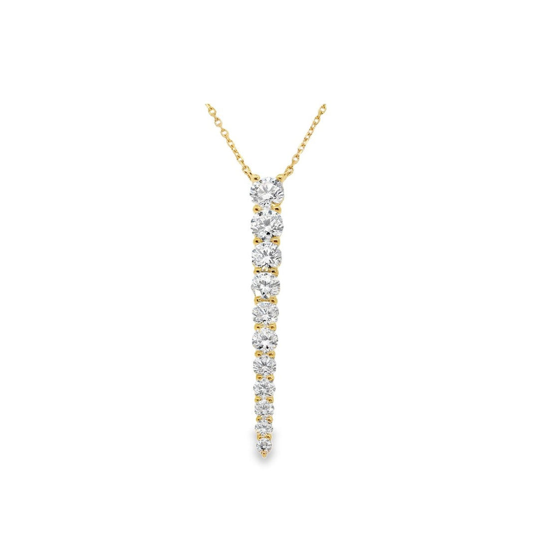 Yellow Gold Graduated Diamond Drop Necklace - The Diamond Guys