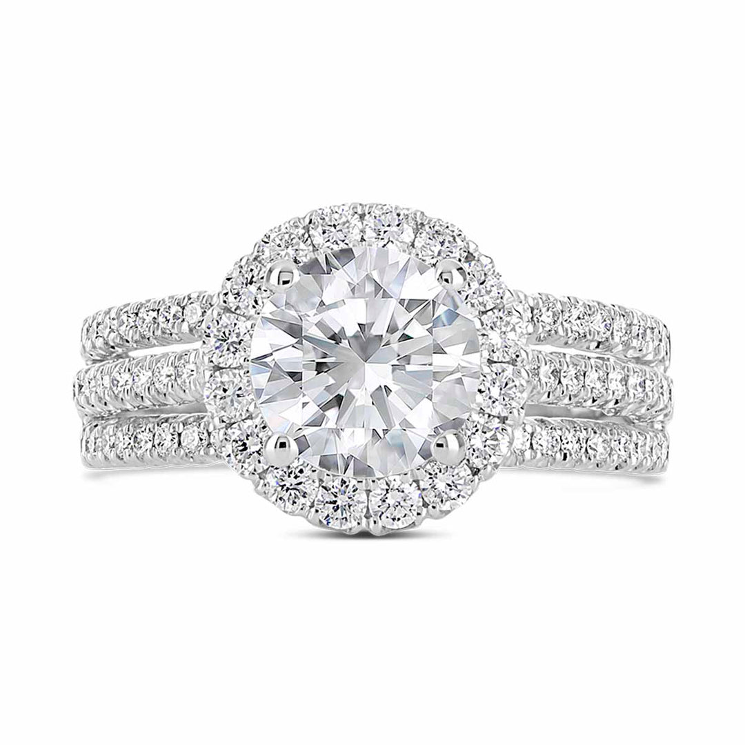 Diamond Halo Split Shank Engagement Ring - ARD1022