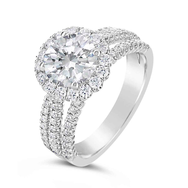 Diamond Halo Split Shank Engagement Ring - ARD1022