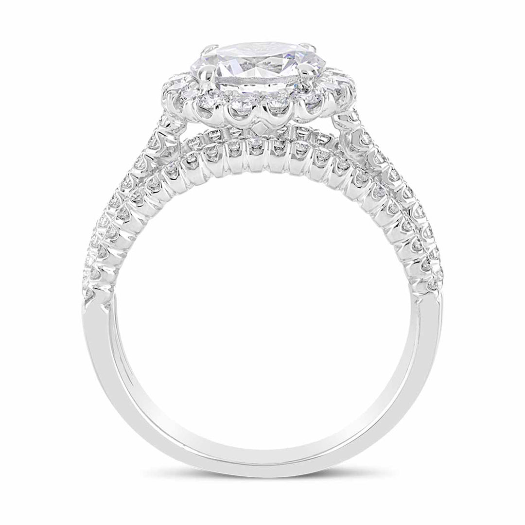 Diamond Halo Split Shank Engagement Ring - ARD1022