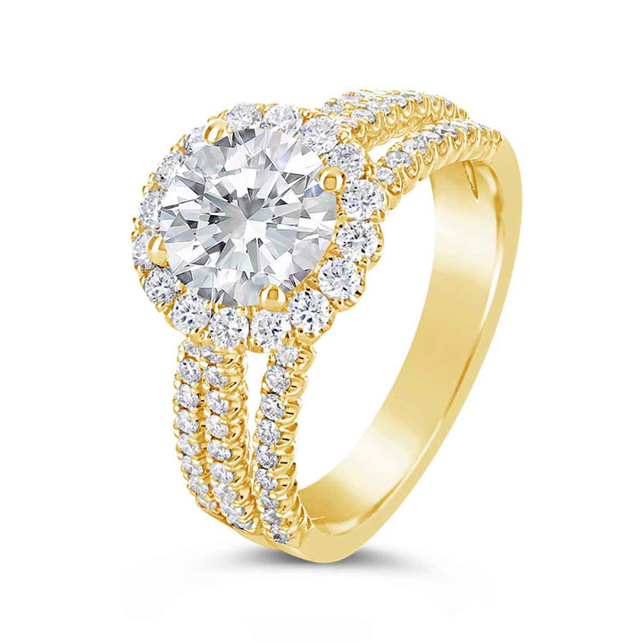 Diamond Halo Split Shank Engagement Ring - ARD1022