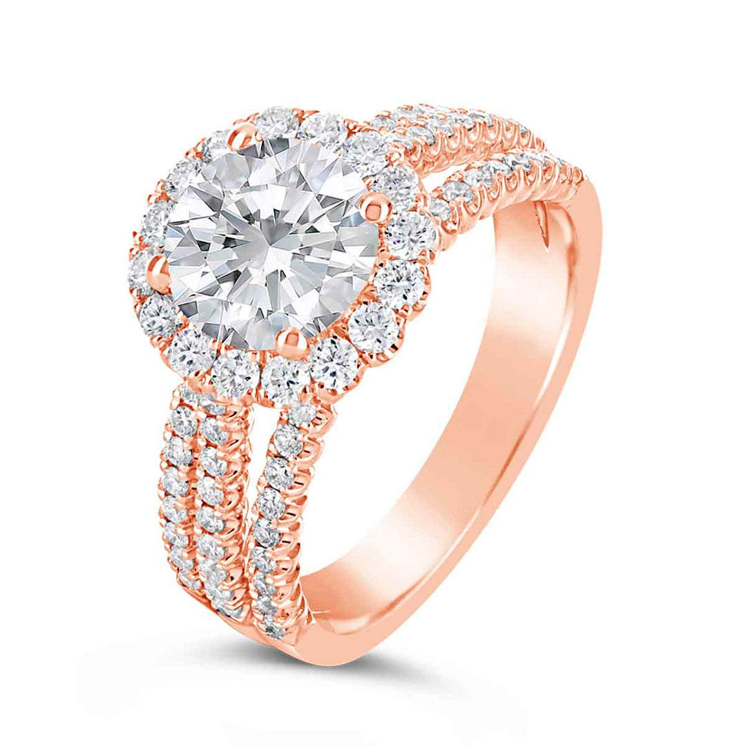 Diamond Halo Split Shank Engagement Ring - ARD1022
