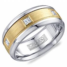 Yellow Gold Men's  Cobalt & Gold Diamond Wedding Band - CW090MY9
