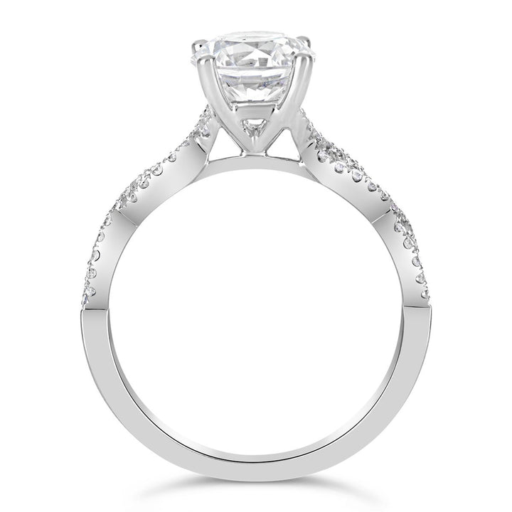 Cross Over Diamond Engagement Ring