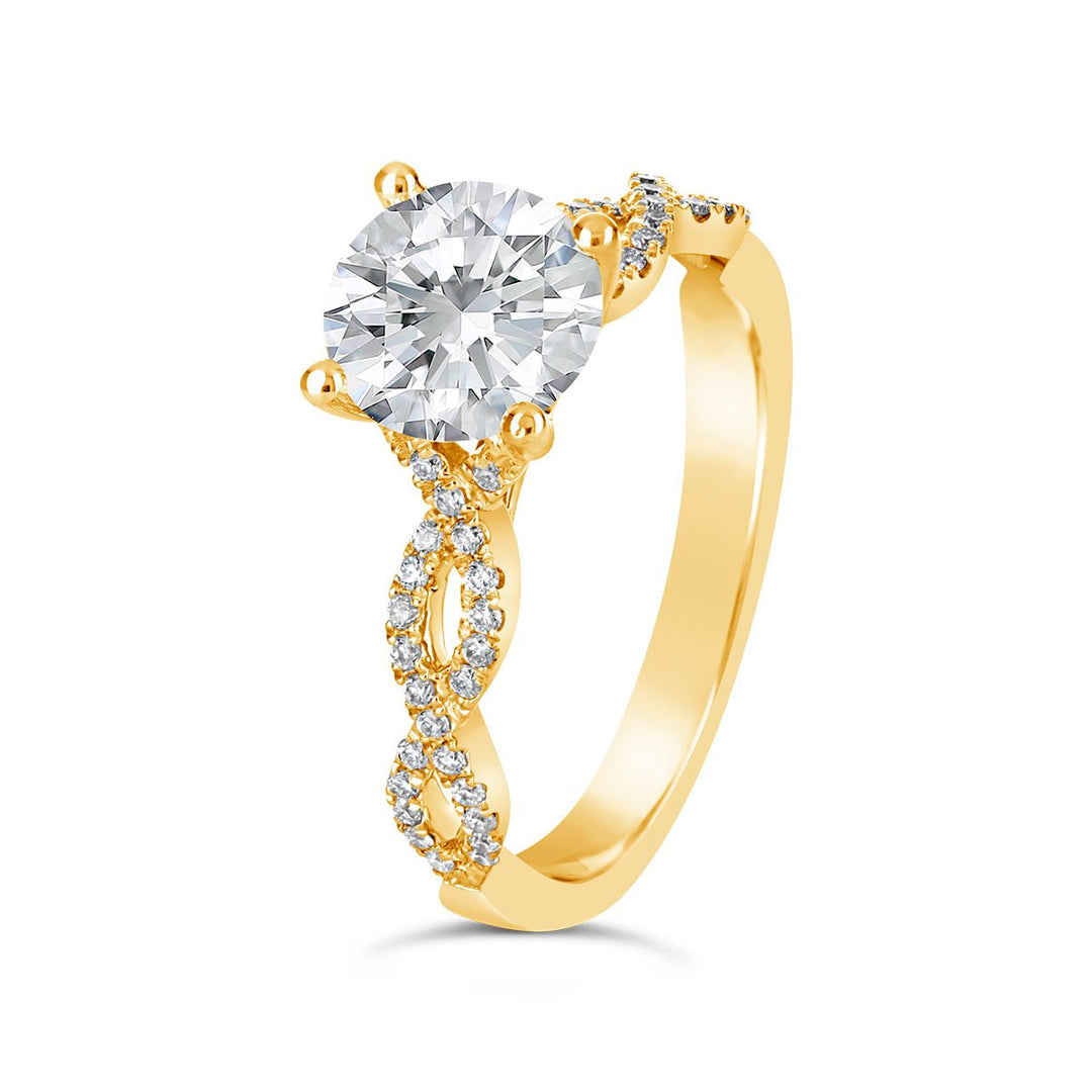 Cross Over Diamond Engagement Ring