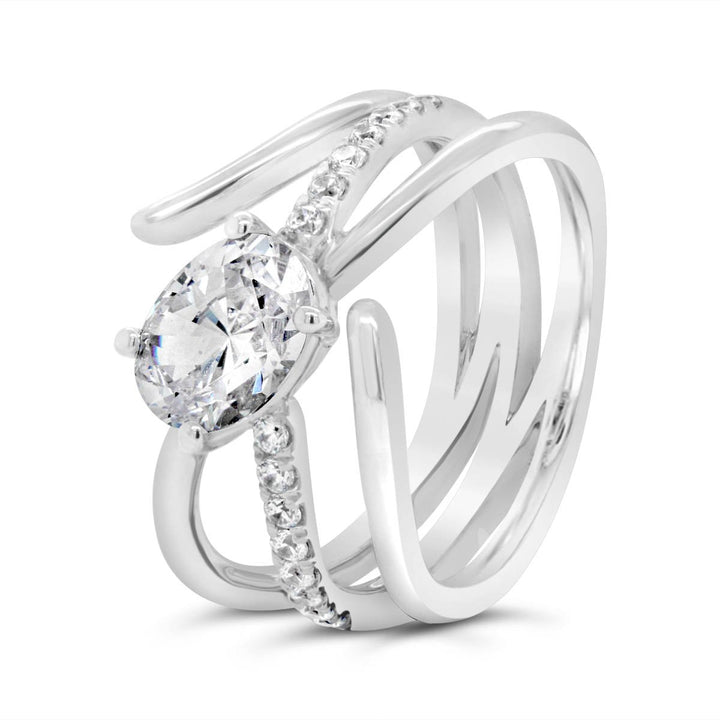 Modern Cross Over Diamond Engagement Ring - YJC4078R