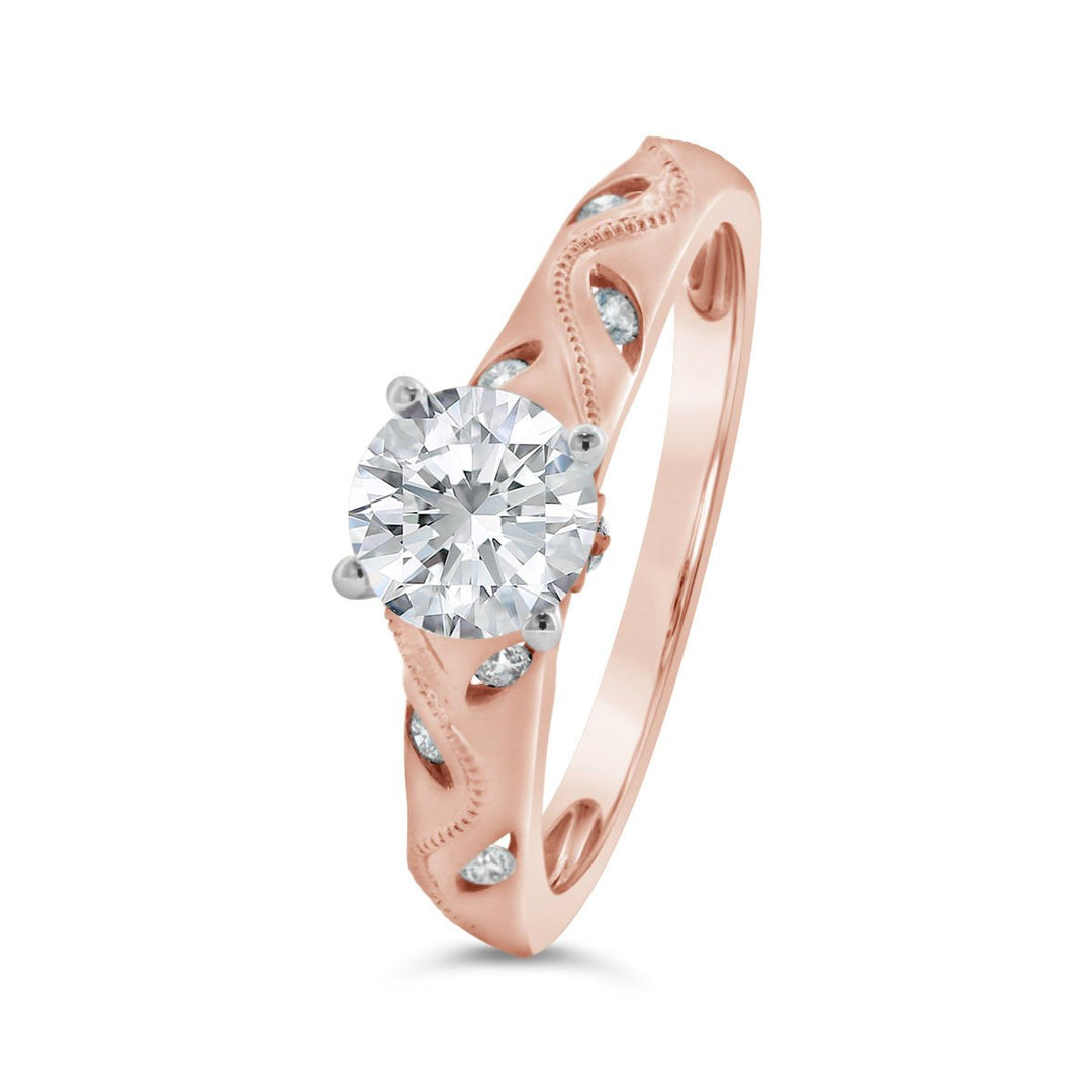 Vintage Inspired Diamond Engagement Ring with Engraving Detail