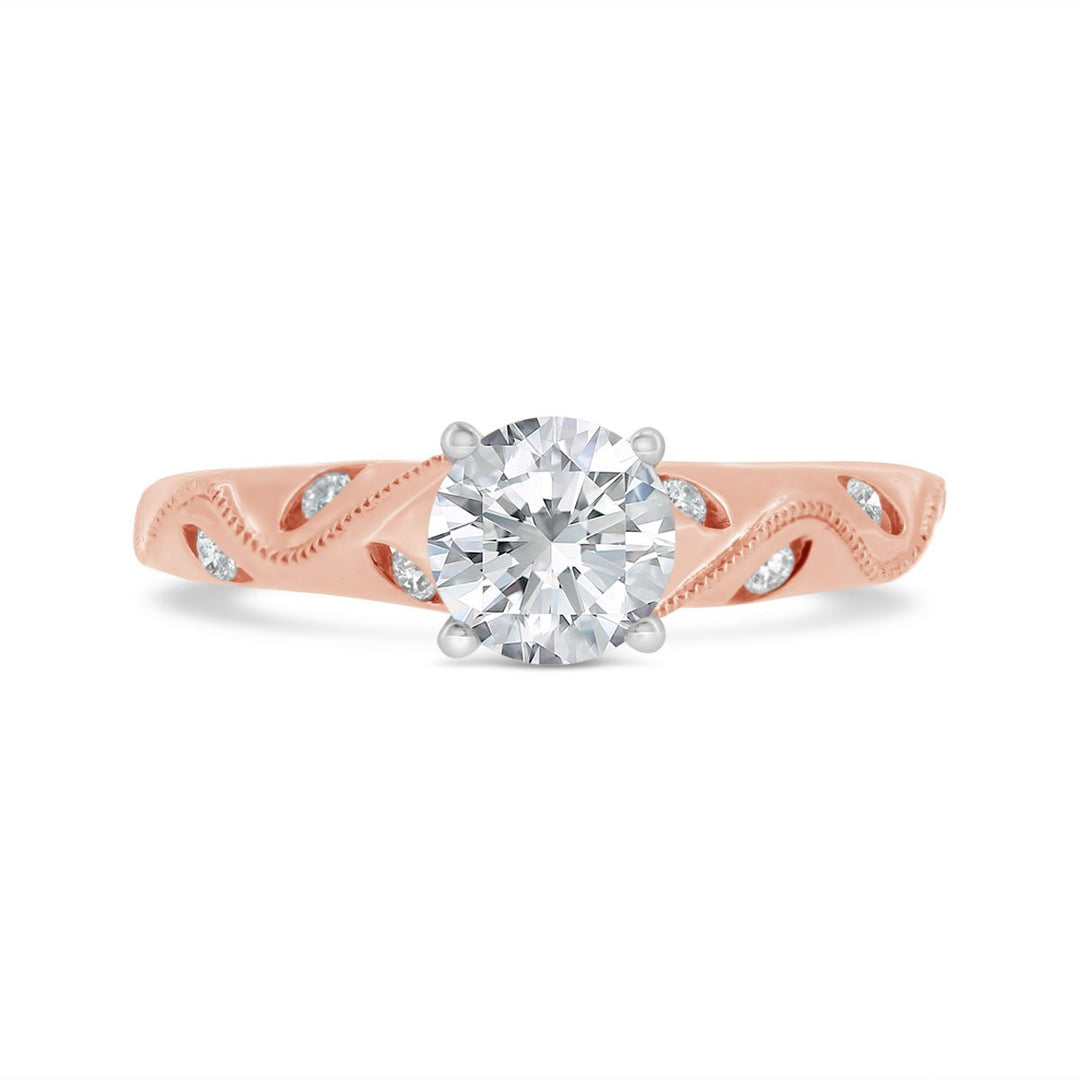 Vintage Inspired Diamond Engagement Ring with Engraving Detail
