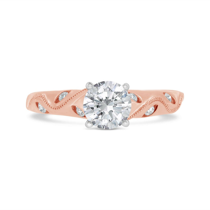 Vintage Inspired Diamond Engagement Ring with Engraving Detail