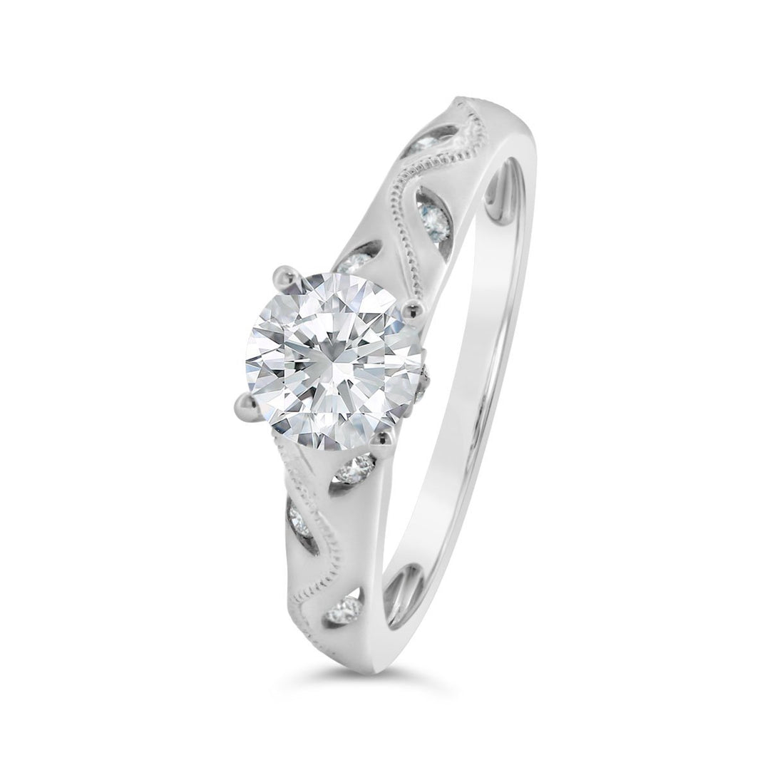 Vintage Inspired Diamond Engagement Ring with Engraving Detail