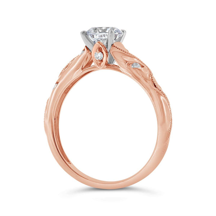 Vintage Inspired Diamond Engagement Ring with Engraving Detail