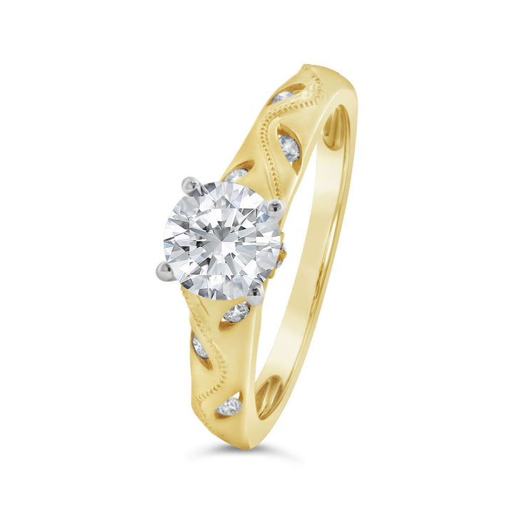 Vintage Inspired Diamond Engagement Ring with Engraving Detail