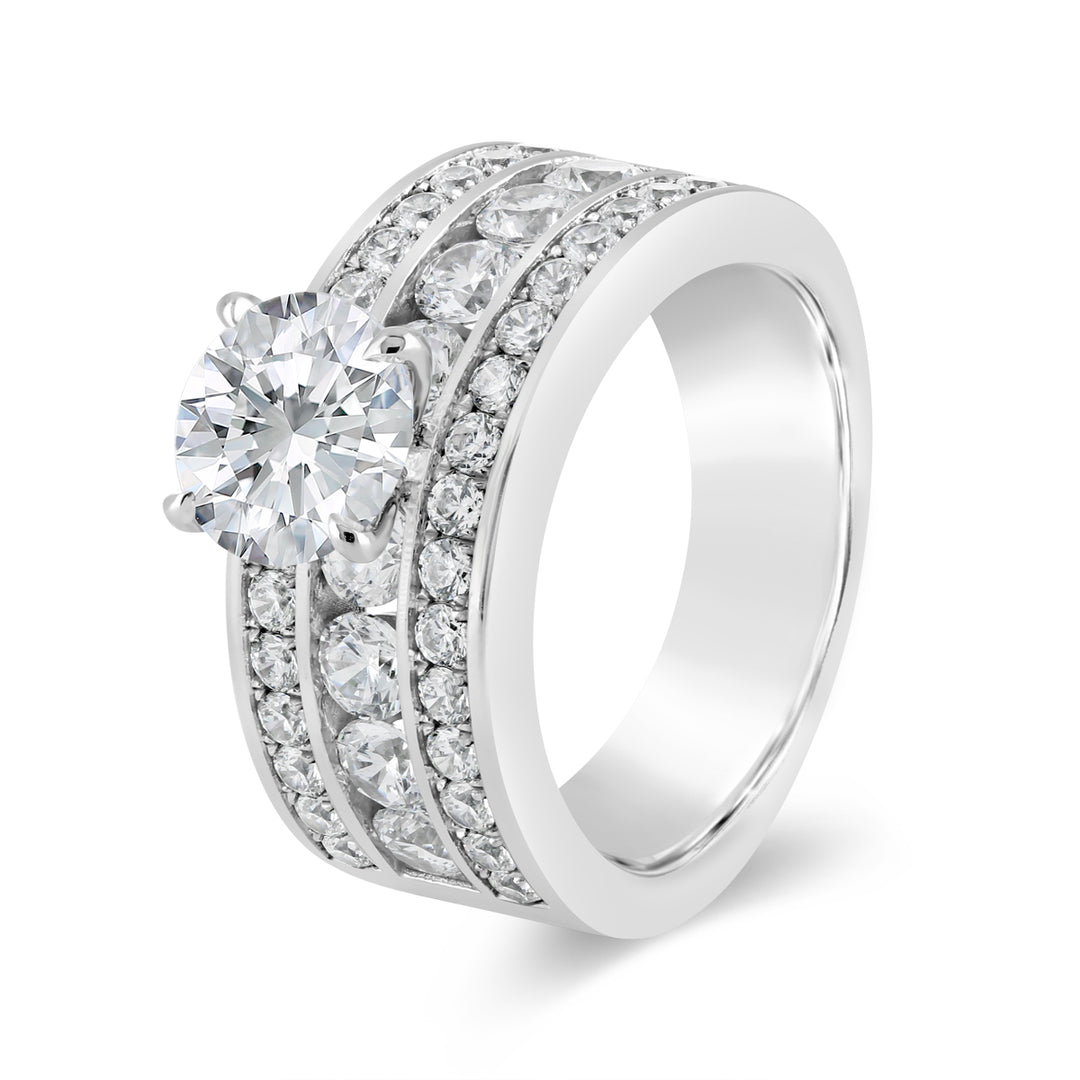 Channel Set Wide Band Diamond Engagement Ring - YJA8753R