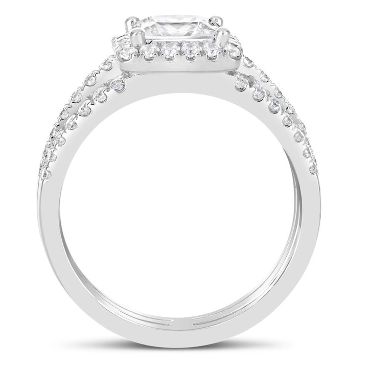 Split Shank Diamond Halo Engagement Ring