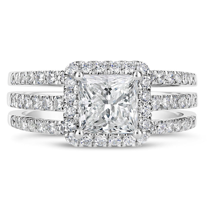 Split Shank Diamond Halo Engagement Ring
