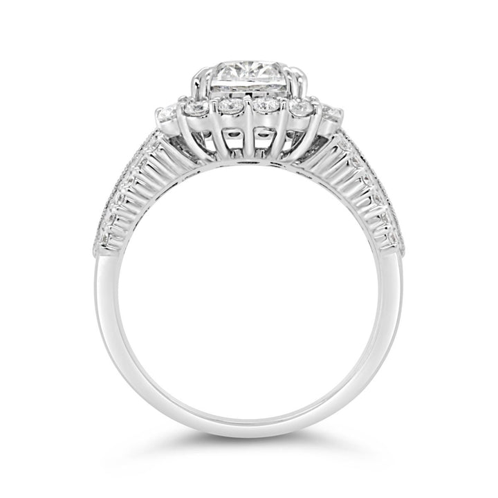 Wide Band Baguettes Diamond Engagement Ring - 1007AD
