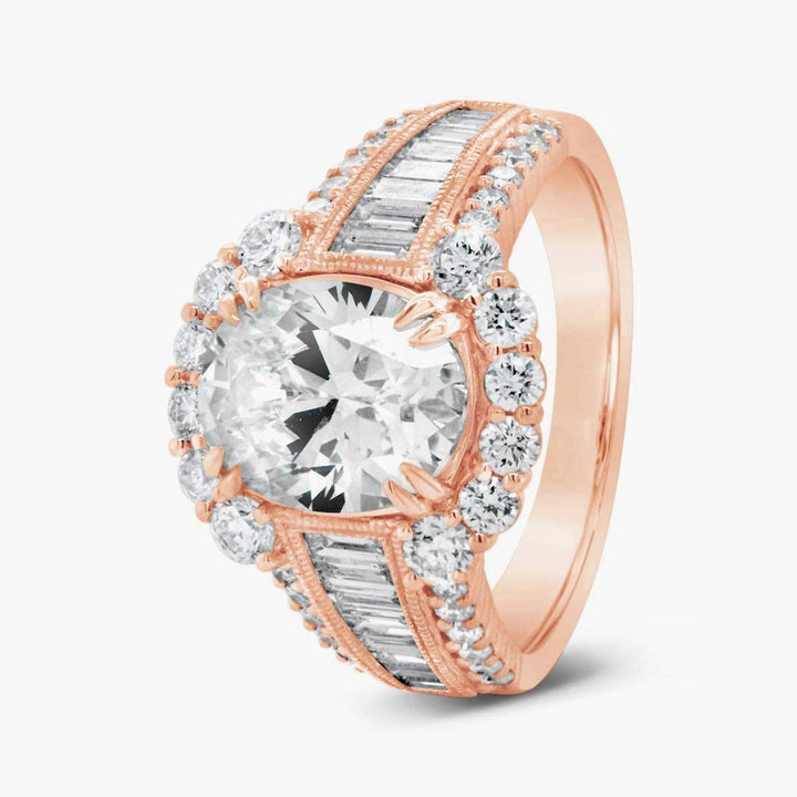 Wide Band Baguettes Diamond Engagement Ring - 1007AD