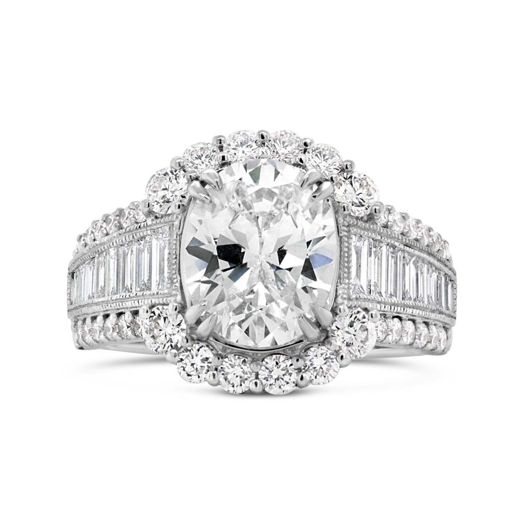 Wide Band Baguettes Diamond Engagement Ring - 1007AD