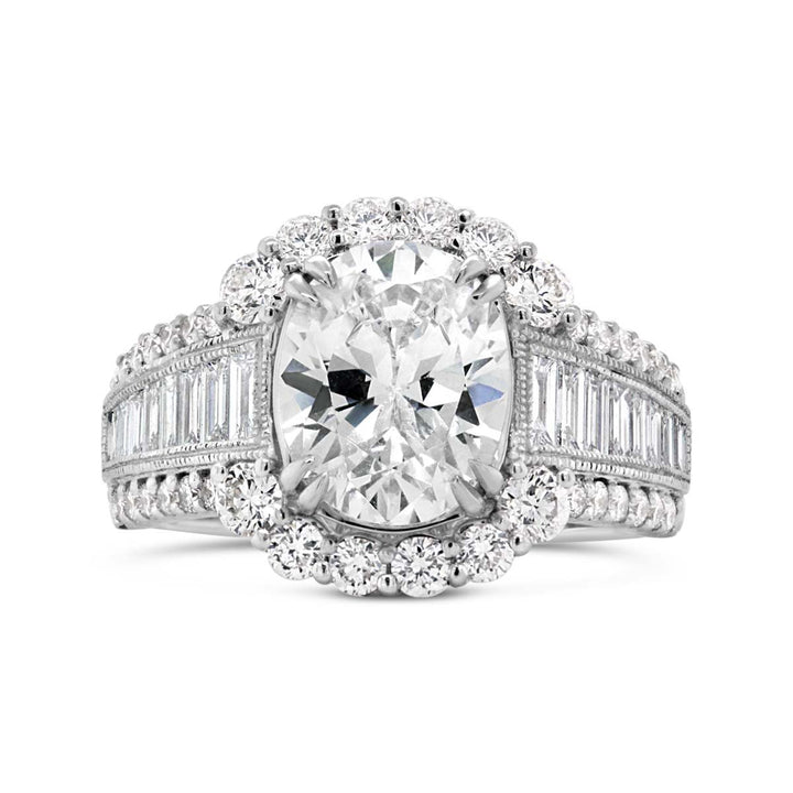 Wide Band Baguettes Diamond Engagement Ring - 1007AD
