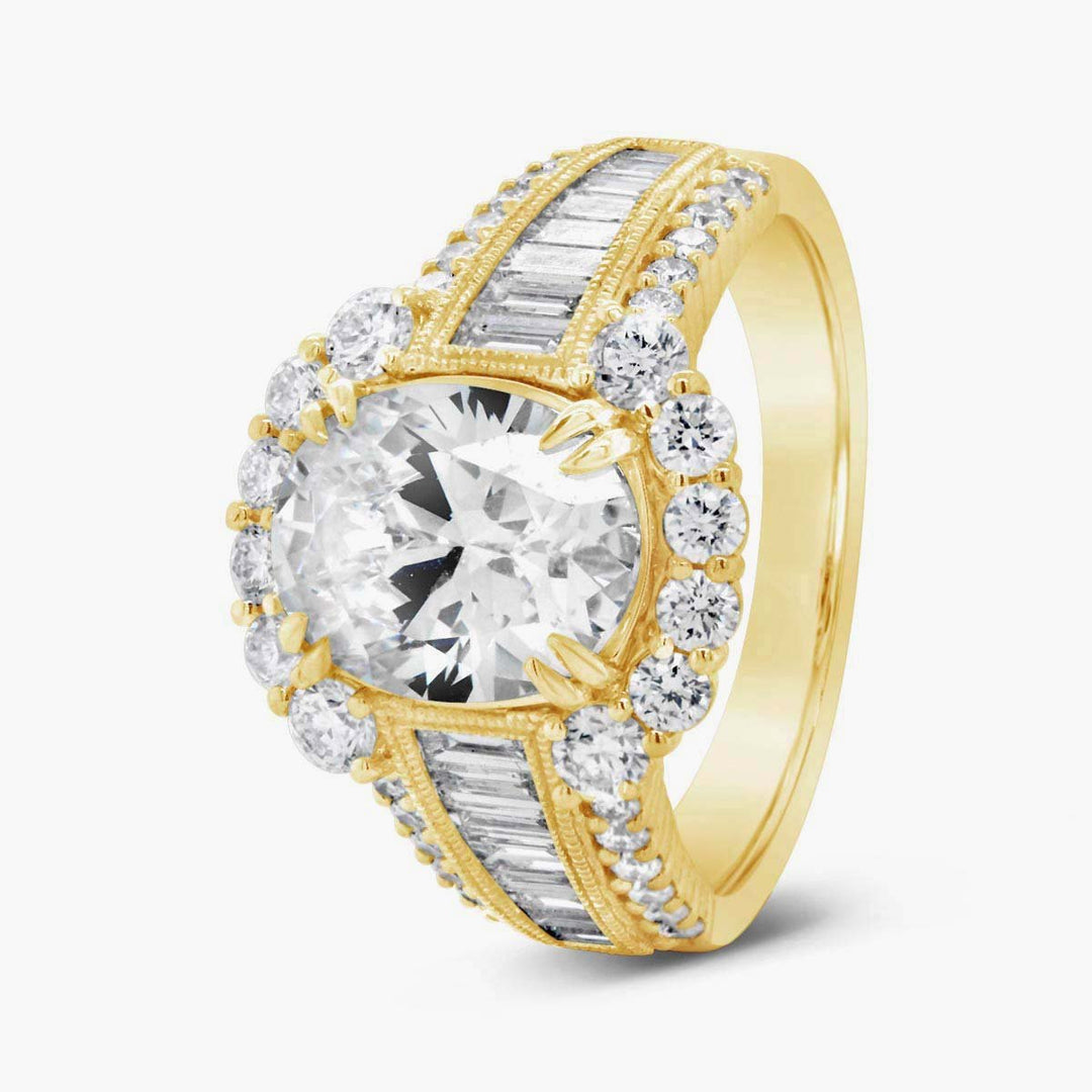 Wide Band Baguettes Diamond Engagement Ring - 1007AD