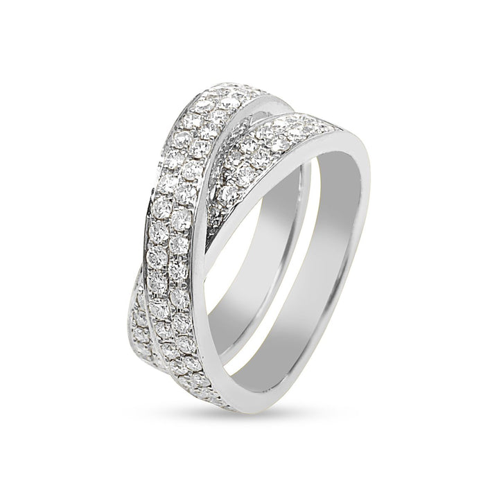 Yellow Gold Cross Over Diamond Fashion Ring - DR32364 - The Diamond Guys
