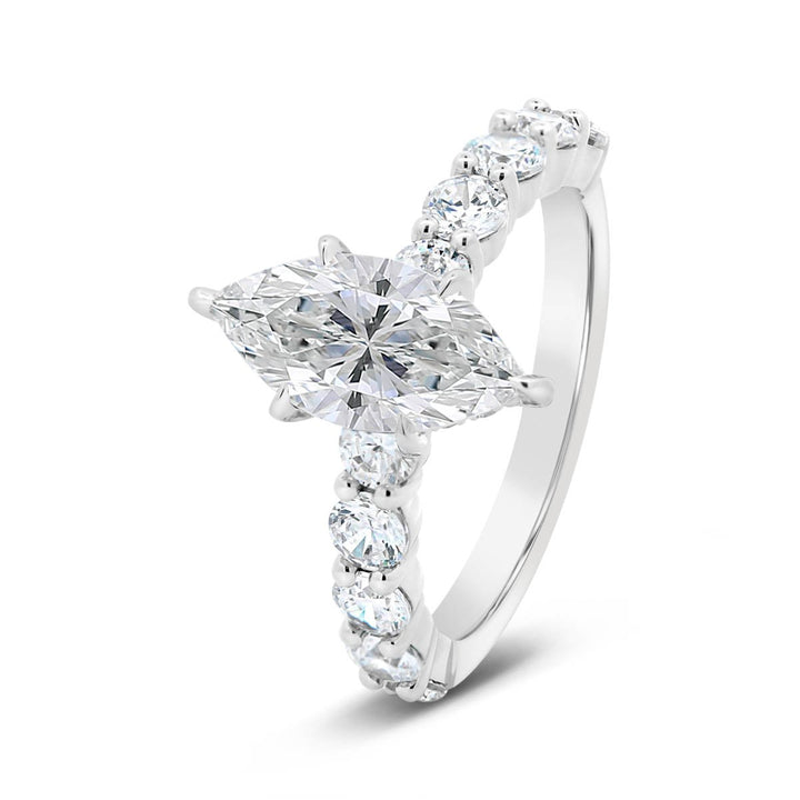 Six Prongs Diamond Engagement Ring with Hidden Halo - YJC6011R-MQ - The Diamond Guys