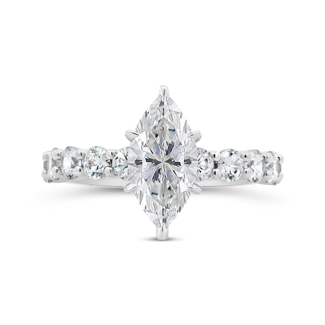 Six Prongs Diamond Engagement Ring with Hidden Halo - YJC6011R-MQ - The Diamond Guys
